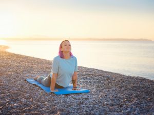Woman Spending Time Outside In Summer Morning